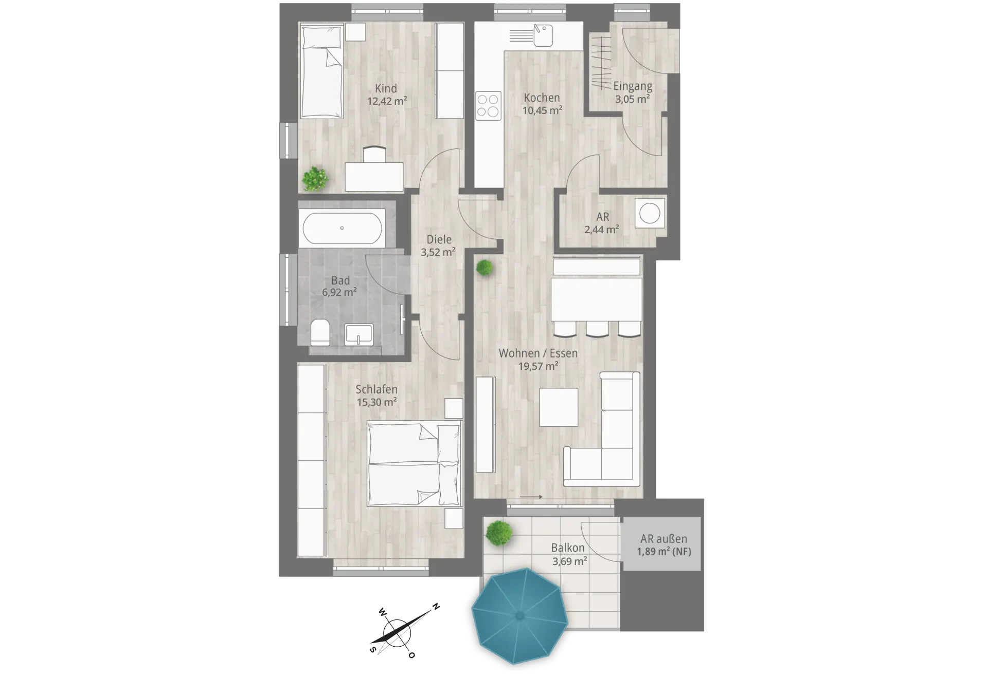SCHICK Hausbau - Mehrfamilienhausanlage Pyrbaum - Drei Häuser für Ihren Traum im Grünen - Grundriss Eigentumswohnung
